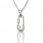 Platinum plated silver 925° safety pin necklace  (code NZB101477)